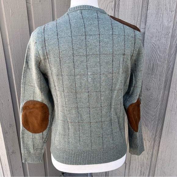 Polo Ralph Lauren Plaid Wool Suede Patch Sweater - Picture 2 of 5